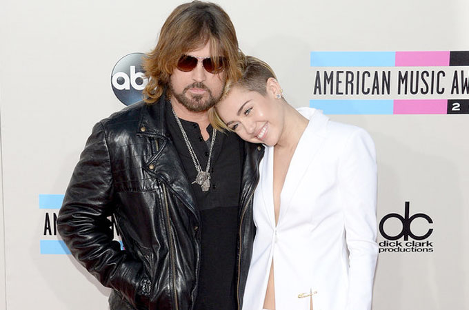 Celebrities with Their Dads Miley Cyrus